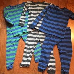 Set of 3 Leveret Striped Long Sleeve PJs 3T Boys
